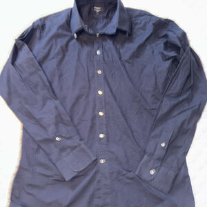 Burberry London Navy Button Down Shirt Men's 17 XL Classic Fit Dress Shirt